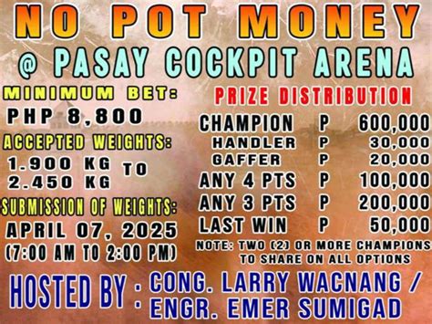 pasay cockpit hackfight schedule today|Sabong Philippines .